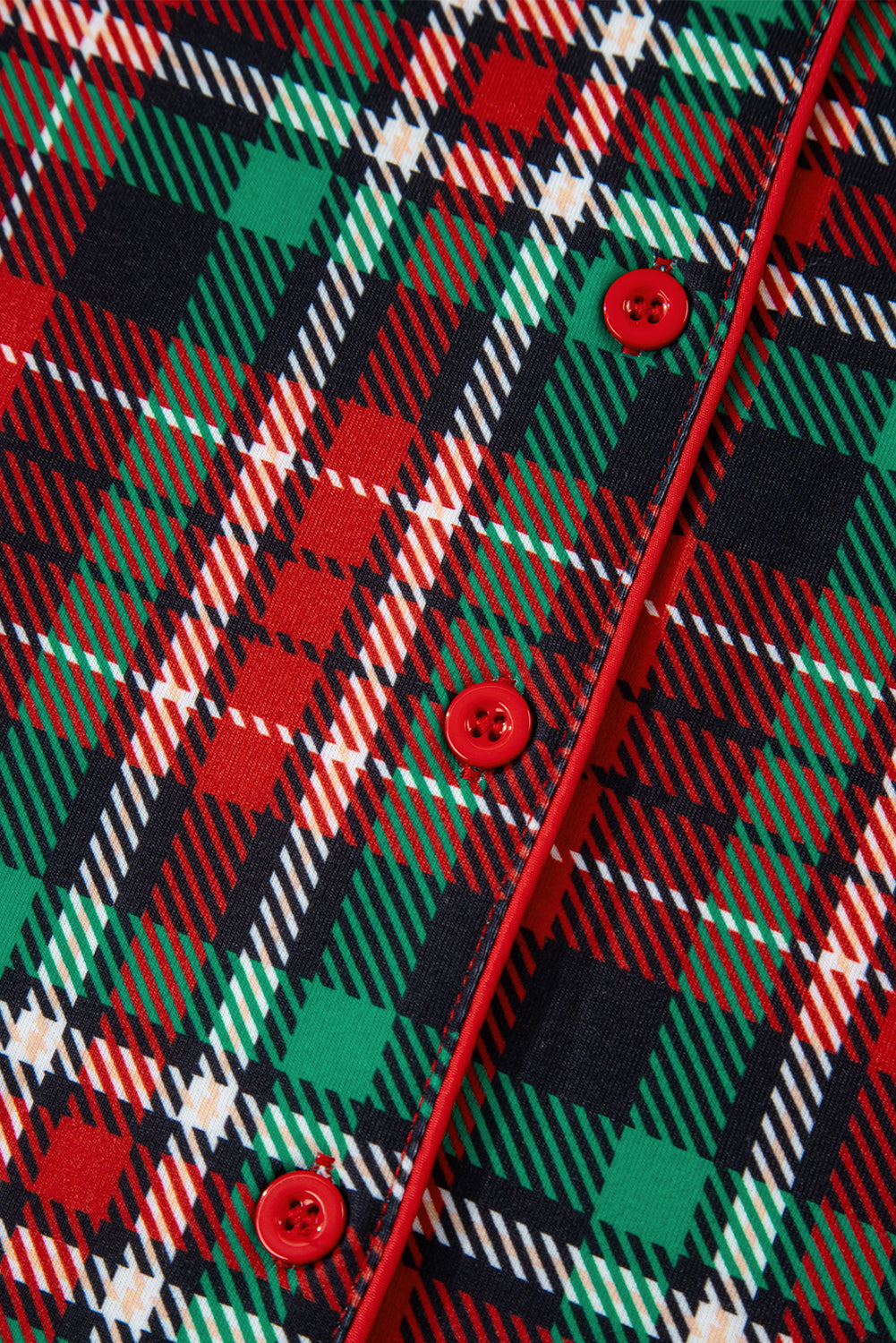 Racing Red Retro Plaid & Leopard Print Patchwork Long Sleeve Pajama Set with Shorts