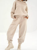 Solid Exposed Seams Hoodie and Joggers Activewear Set