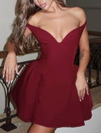 V-Neck Backless Mini Dress with Voluminous Tulle Skirt