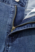 Dirty blue High Waist Button Zip Fly Bell Bottom Jeans