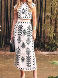 Elegant Printed Casual Holiday Skirt Suit for Women - Chic and Comfortable Two-Piece Set