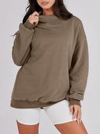 Blue Zone Planet |  Mock Neck Drop Shoulder Long Sleeve Sweatshirt