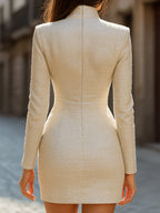 Sculpted Textured Woven Mini Dress