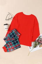 Cozy "ALL IS BRIGHT" Graphic Christmas Plaid Pajama Set for Women - Festive Long Sleeve Top & Jogger Pants