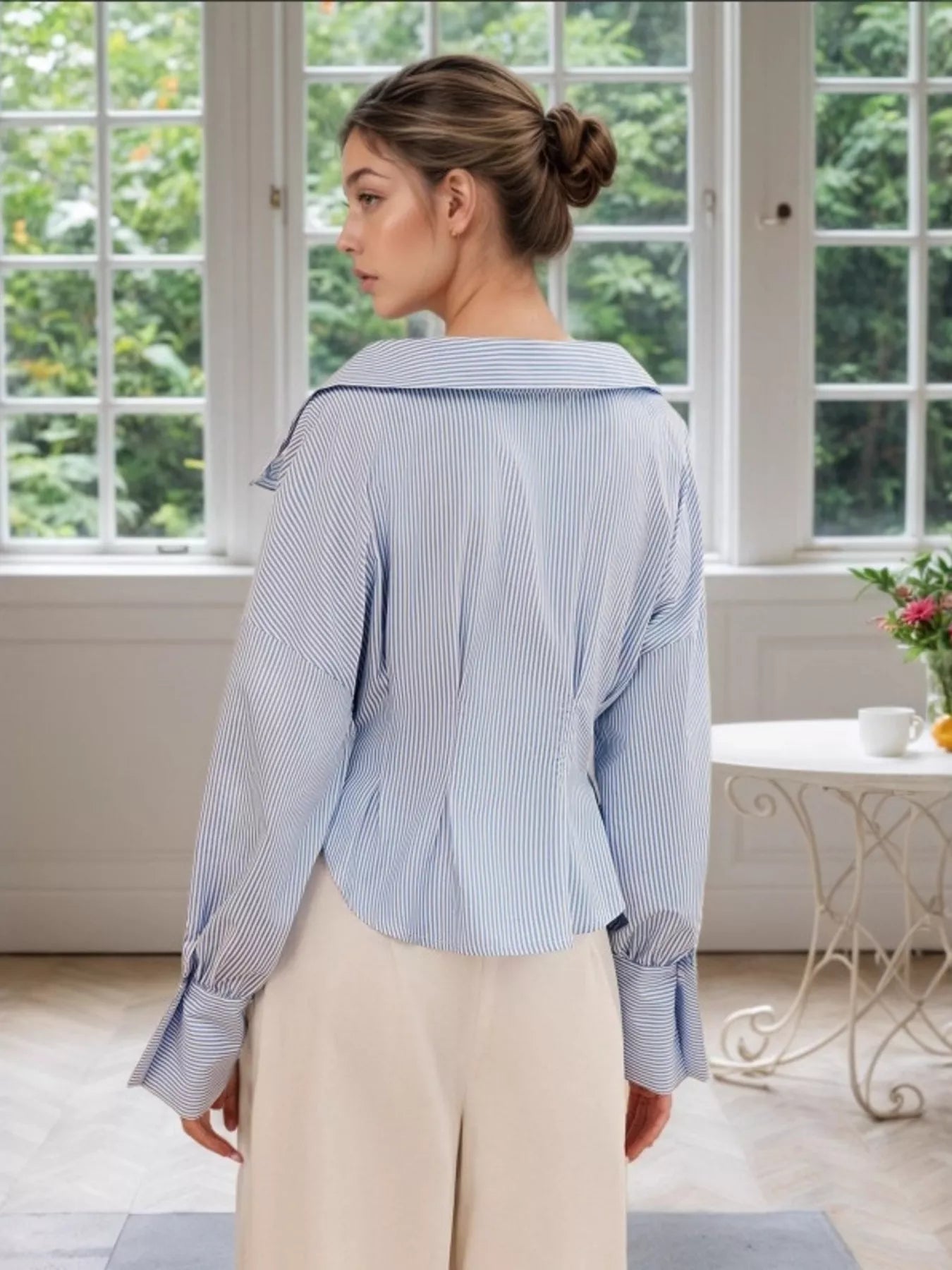 Tina's Striped Button-Up Long Sleeve Shirt