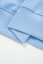 Beau Blue Floral Patchwork Drop Shoulder Pullover & Sweatpants Lounge Set - Cozy & Chic Loungewear