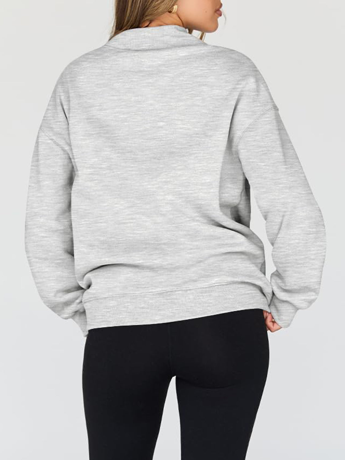Blue Zone Planet |  Mock Neck Drop Shoulder Long Sleeve Sweatshirt