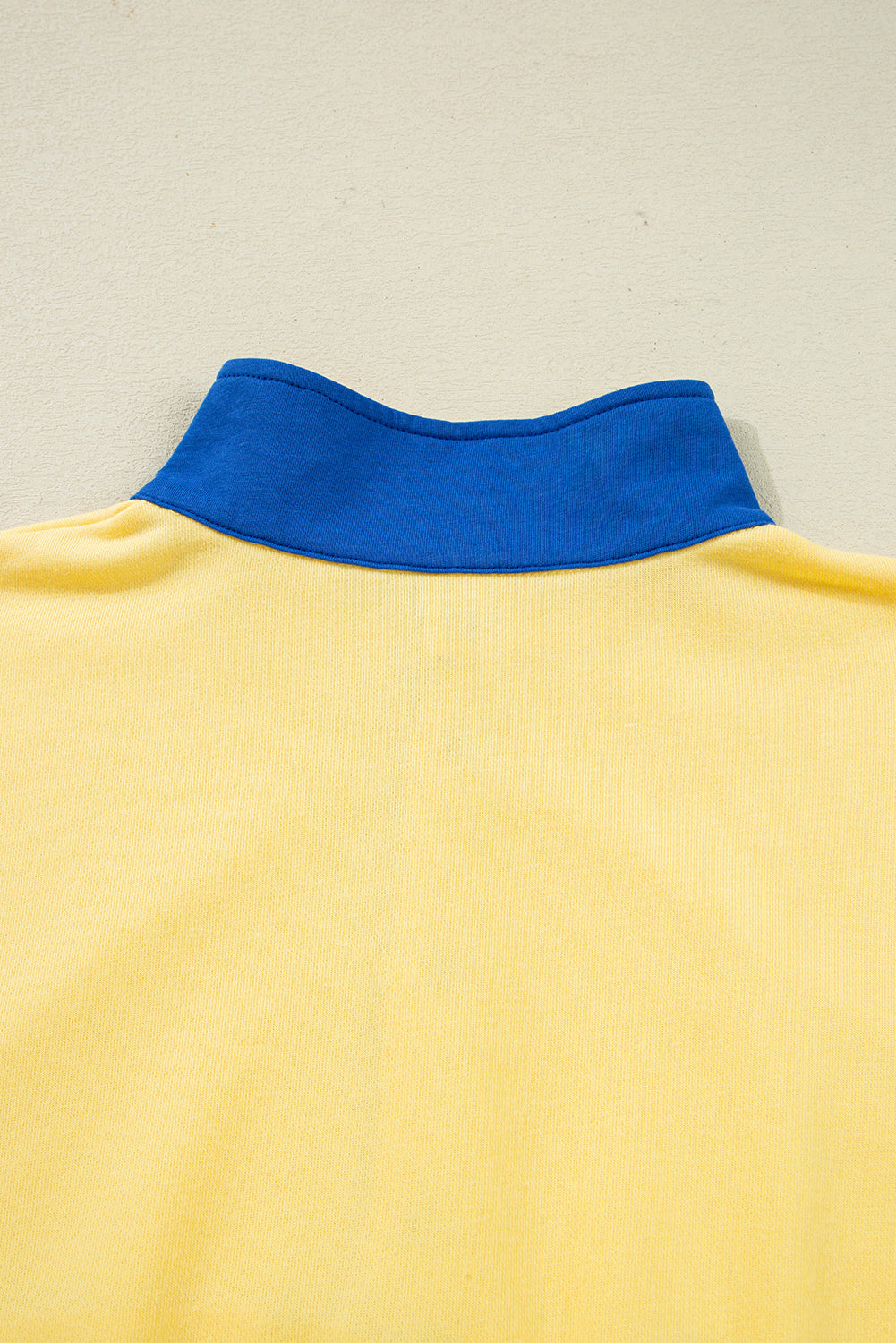 Yellow Color Block Patchwork Half Button Pullover and Shorts 2pcs Outfit