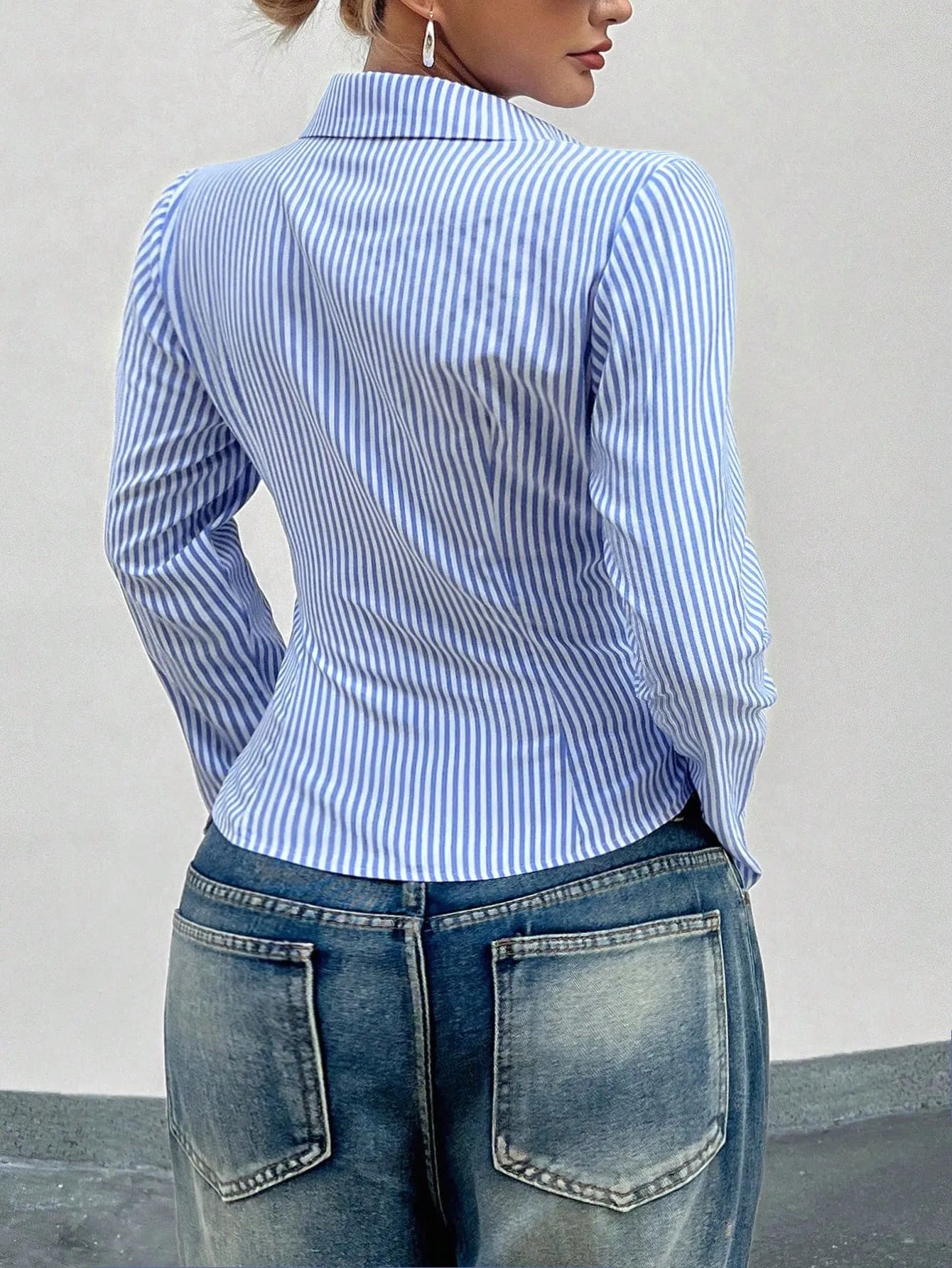 Kim's Striped Button Up Long Sleeve Shirt