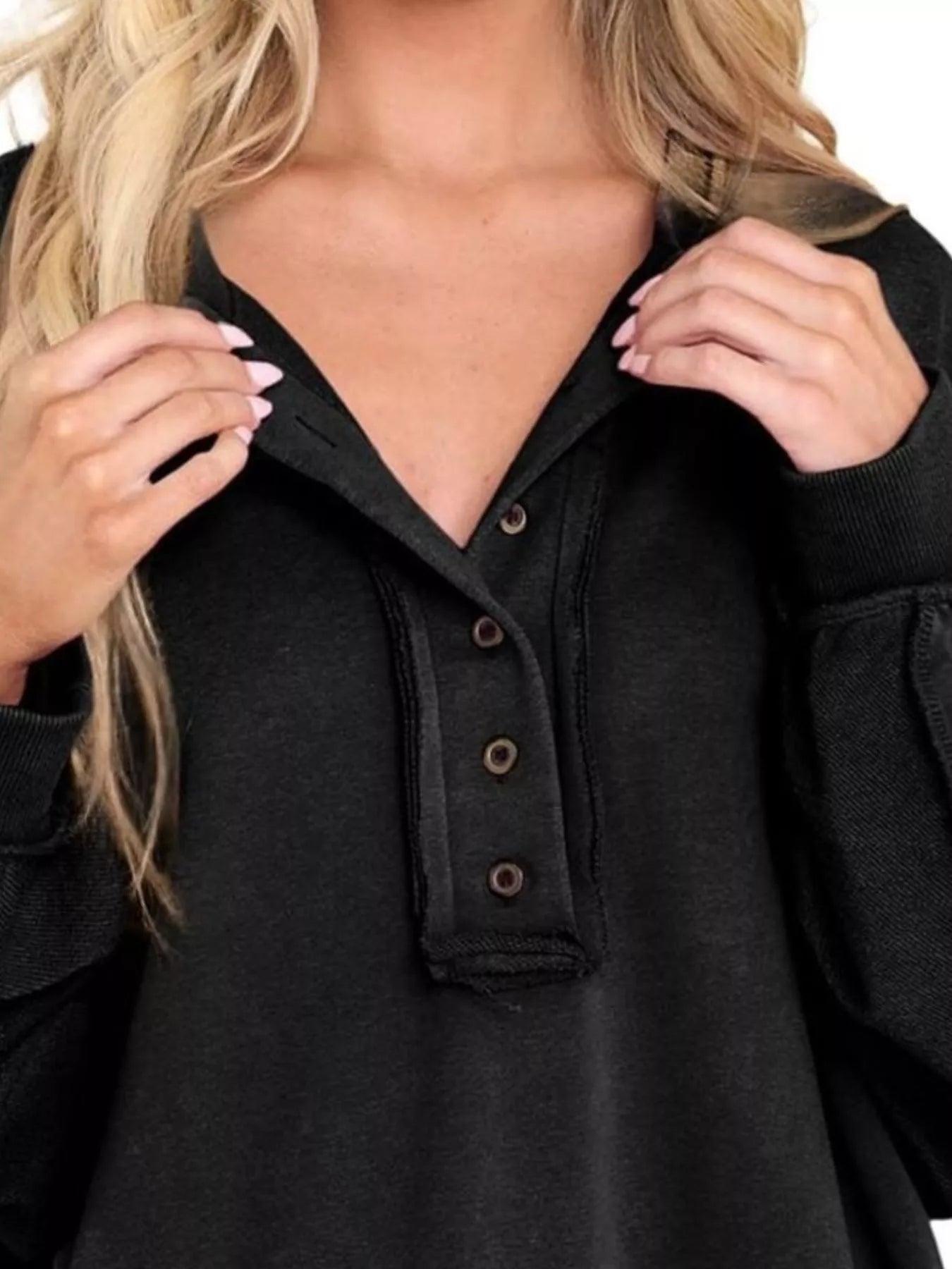 Half Snap Long Sleeve Sweatshirt