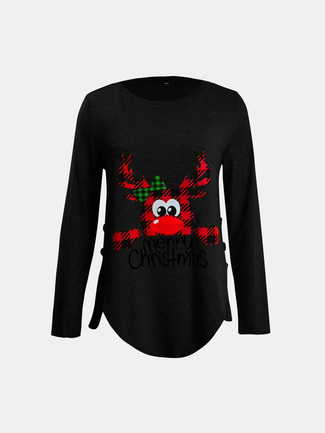 Blue Zone Planet |  Full Size Reindeer Round Neck Long Sleeve T-Shirt