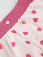 Heart Print Top And Shorts Loungewear Set