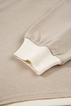 Parchment Raw Edge Detail Colorblock Patchwork Cropped Pullover Drawstring Skirt Set