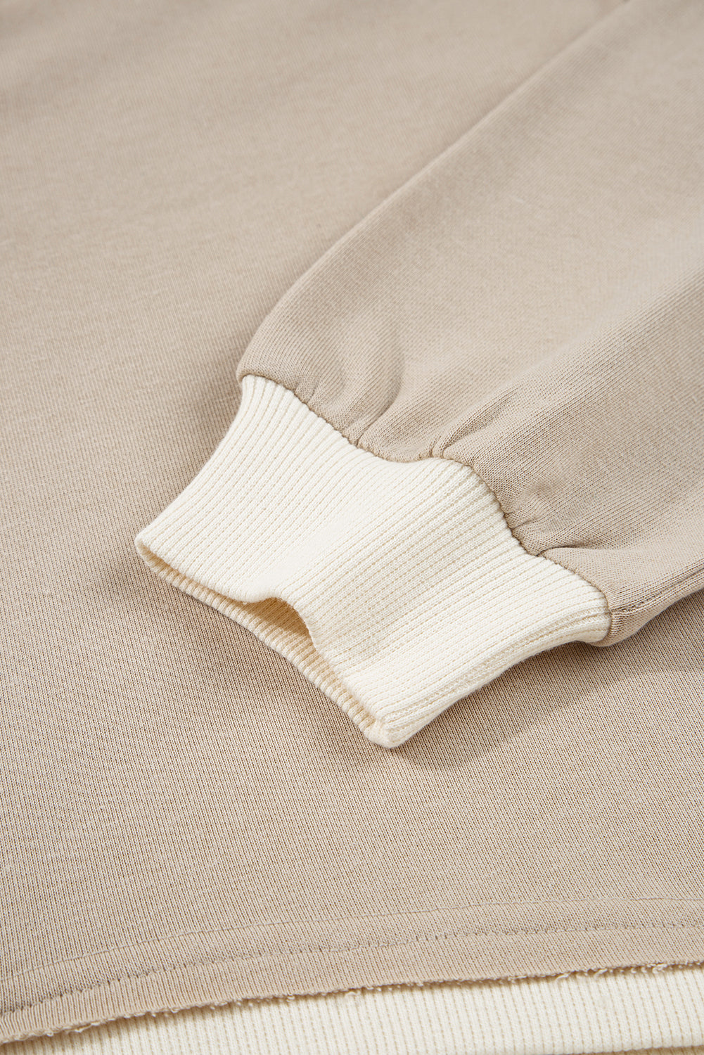 Parchment Raw Edge Detail Colorblock Patchwork Cropped Pullover Drawstring Skirt Set