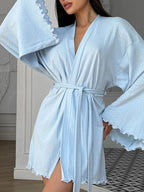 Tie Waist Kimono Sleeve Lounge Nightgown