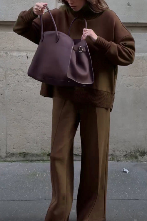 Comfortable Long Sleeve Sweatshirt & Casual Pocket Trousers Two-Piece Set for Women