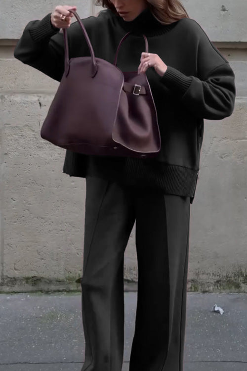 Comfortable Long Sleeve Sweatshirt & Casual Pocket Trousers Two-Piece Set for Women