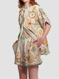 Summer Linen Graffiti Print Lapel Shorts Set - Casual & Stylish