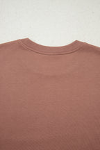 Khaki Color Block Long Sleeve Crop Top Drawstring Pant Set