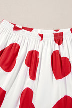 Red Ruffled Tank Top & Heart Print Pants - Cozy & Stylish Lounge Set for Women