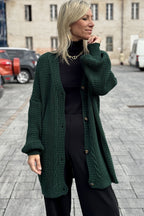 Evergreen Cable Knit Button V Neck Oversize Sweater Cardigan