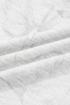 Light Grey Abstract Print Loose Drop Sleeve Hoodie Elastic Waistband 2pcs Pant Set