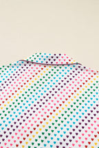 Romantic White "Love Heart" Print Valentines Long Sleeve 2-Piece Pajama Set for Couples