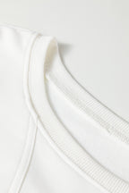 White Plaid Ruffled Patchwork Drop Shoulder Pullover and Drawstring Elastic Waist Shorts Matching Set