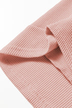 Gossamer Pink Rounded Hem Waffle Long Sleeve Top