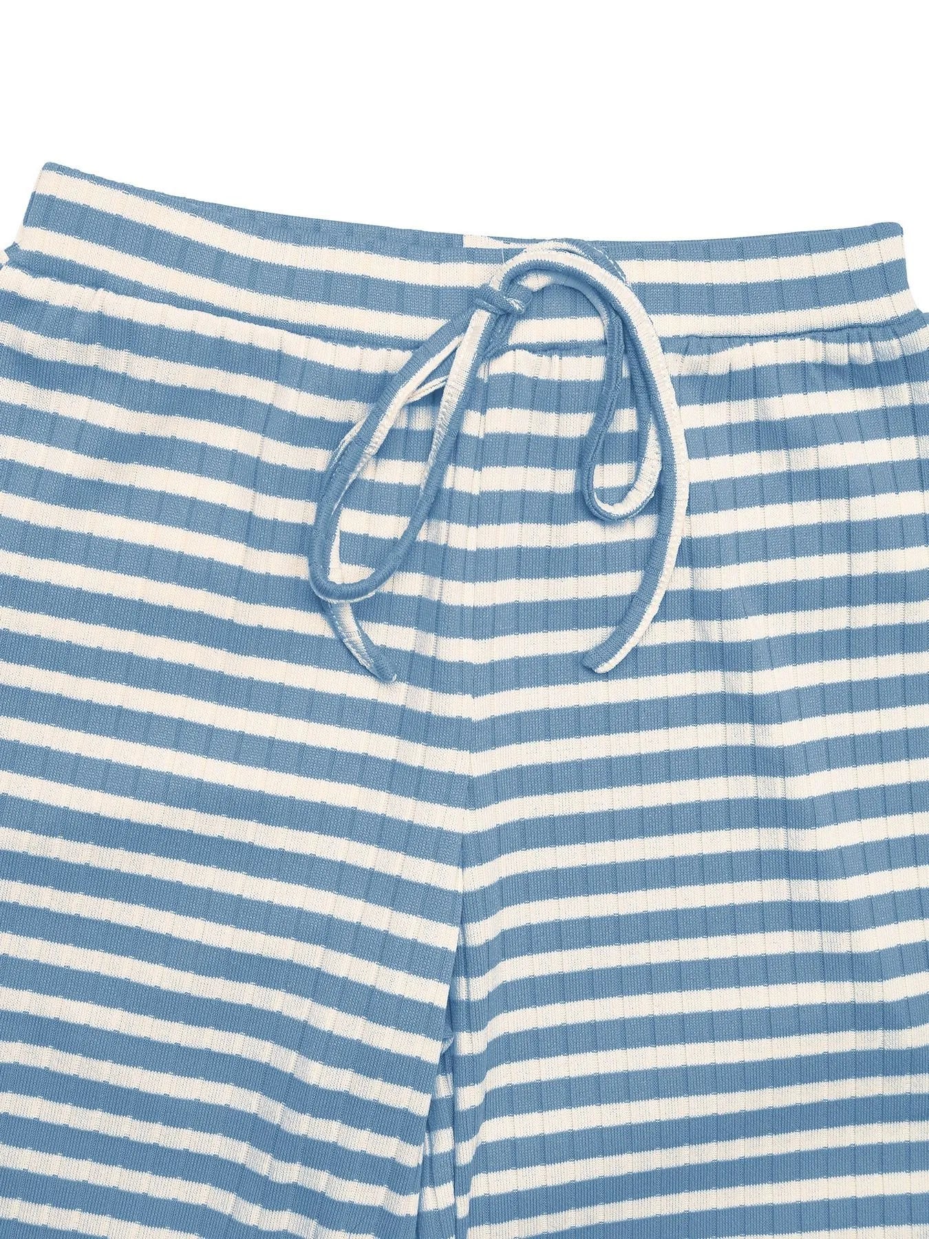 Striped Square Neck Long Sleeve Top and Pants Lounge Set