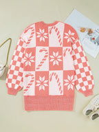 andycane Snowflake Checker Drop Shoulder Sweater