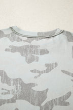 Multicolour Retro Camouflage Print Exposed Seam Patchwork Drop Shoulder Sweatshirt