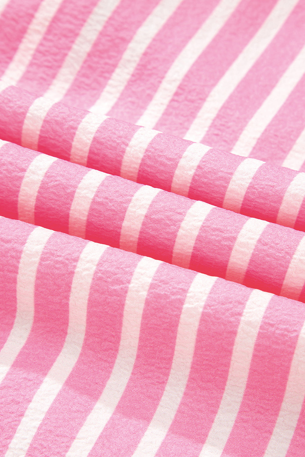 Pink Stripe Buttoned Front Long Sleeve Top and Pants 2 Piece Sleepwear