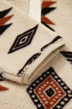 Beige Western Aztec Half Zip Plush Sweatshirt