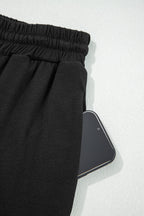 Black Contrast Trim Hooded Lounge Cardigan and Pants Set