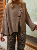 Asymmetrical Button Detail Sweater