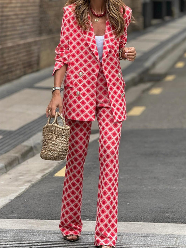 Elegant Printed Two-Piece Suit Set for Women - Casual, Holiday, and Going Out