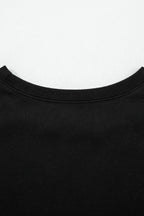 Black Varsity Stripe Detail Drop Shoulder Pullover Mini Skirt Set