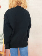 Bear Decoration Round Neck Sweater