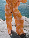 Bohemian Holiday Ethnic Print Loose Fit Pants for Women - Comfortable Polyester Vacation Wear