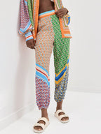 Lavechic Women's Colorful Unique Print Elastic Waist Pocketed Loose Bloomer Pants - Comfortable & Stylish Vacation Wear