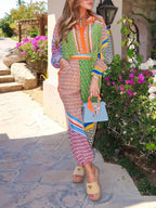 Lavechic Women's Colorful Unique Print Elastic Waist Pocketed Loose Bloomer Pants - Comfortable & Stylish Vacation Wear