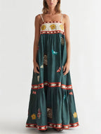 Vibrant Summer Fun Sleeveless Printed Midi Dress - Perfect for Vacations & Casual Outings