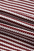 Red Stripe Ribbed Trim Drop Shoulder Long Sleeve Oversize Top