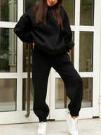 Men's Casual Solid Color Hooded Sweatshirt Two-Piece Suit