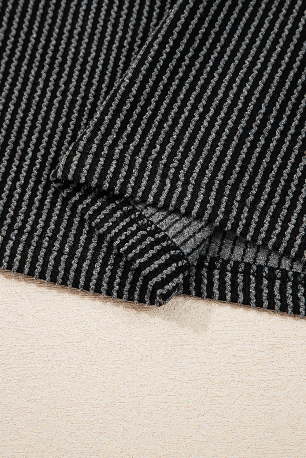 Carbon Grey Twisted Rib Texture Leopard Patchwork Detail 2pcs Pant Set