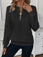 Blue Zone Planet | Texture Half Zip Long Sleeve Sweatshirt