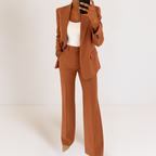 Elegant & Modern Two-Piece Suit: Premium Polyester Stretch Blazer & Trousers for Versatile Occasions