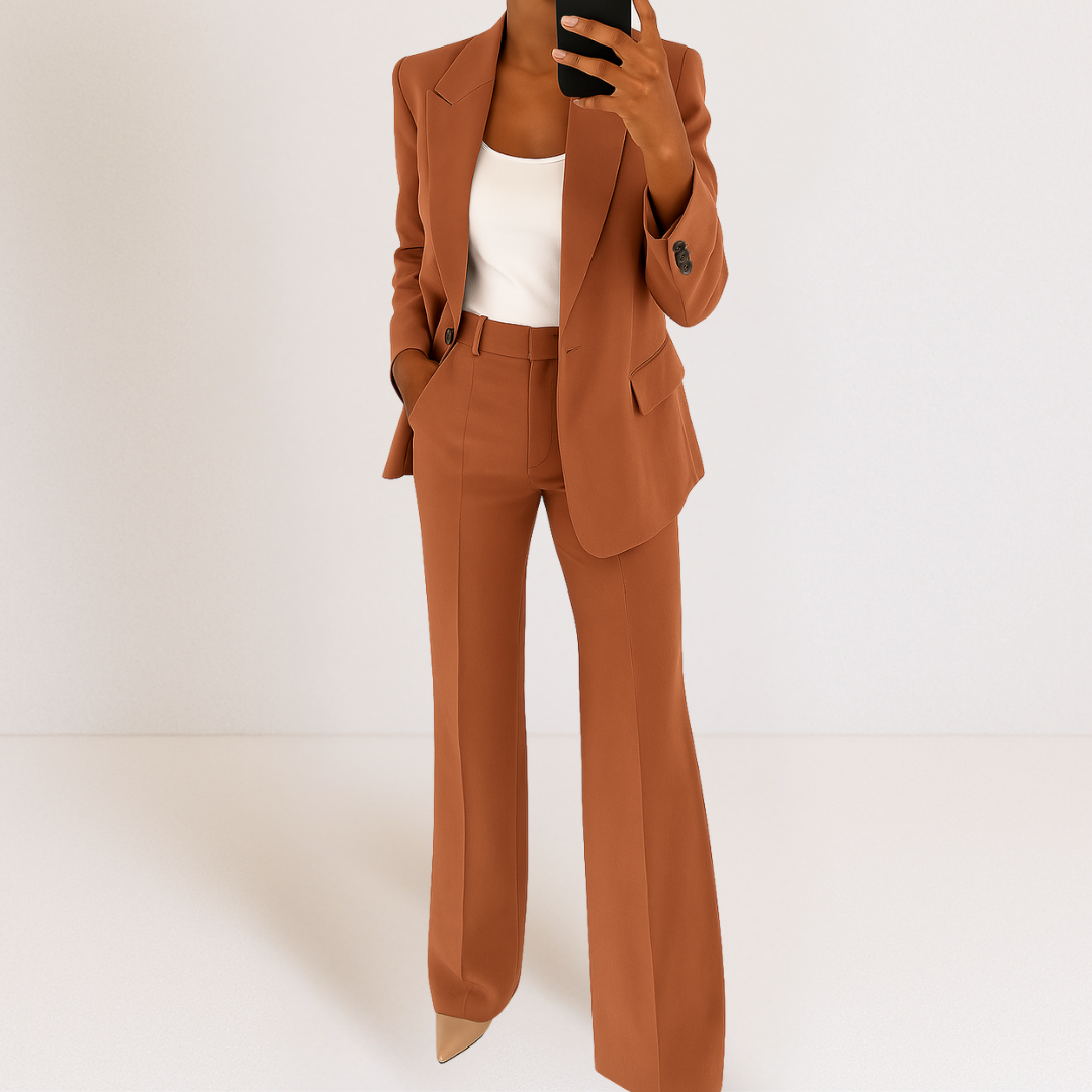 Elegant & Modern Two-Piece Suit: Premium Polyester Stretch Blazer & Trousers for Versatile Occasions