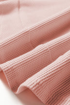 Gossamer Pink Rounded Hem Waffle Long Sleeve Top